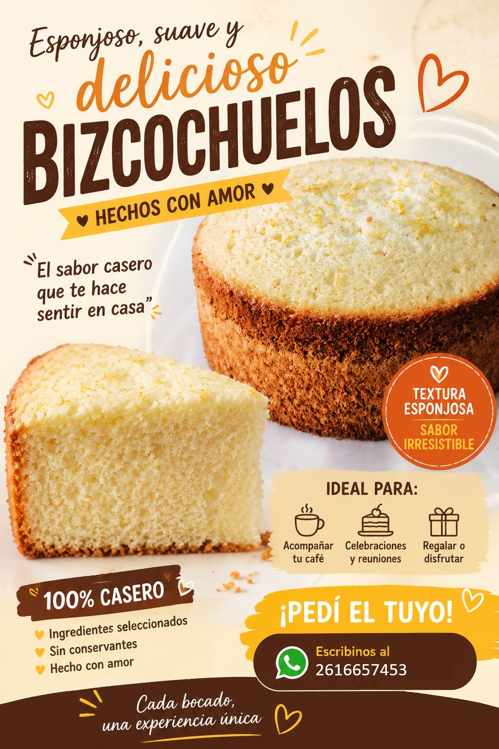 Bizcochuelo de naranja casero